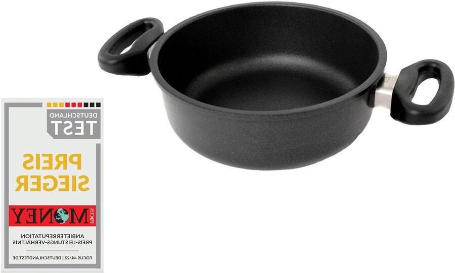 Stoofpan Aluminium Braadpan Zijgrepen Langzaam Garen Extra Dikke Bodem Ø 20 cm Zwart