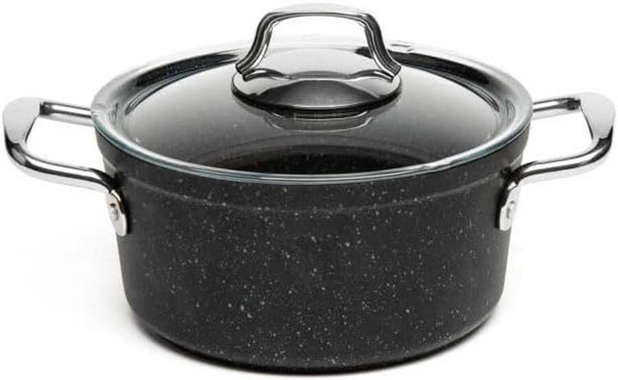 Stoofpan Antiaanbaklaag Gietpan Braadpan Langzaam Koken Gesmeed Aluminium 20 cm Zwart
