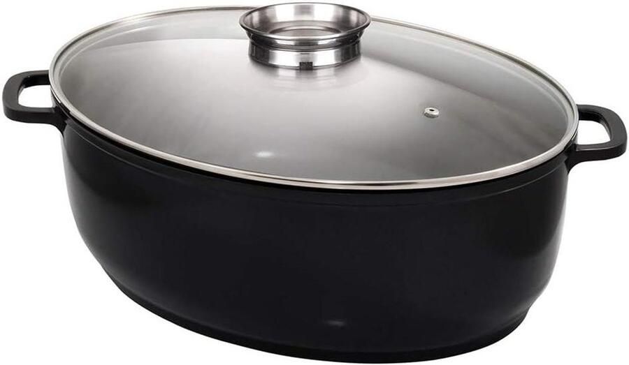 Stoofpan Braadpan Kookpan Langzaam Koken Gegoten Aluminium 43 x 33 x 138 cm Zwart