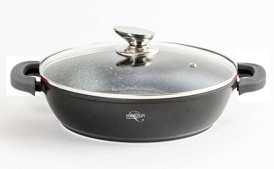Stoofpan Braadpan Langzaam Garen Gelijkmatige Warmteverdeling 24 cm Zwart