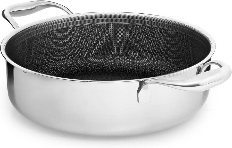 Stoofpan Braadpan Langzaam Garen Innovatieve honingraatstructuur 24 cm 3 liter Zwart
