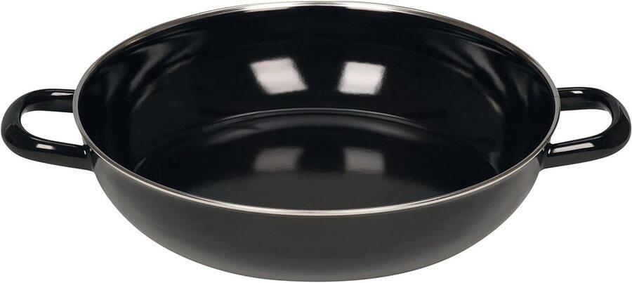 Stoofpan Emaille Kookpan Braadpan Stoofgerechten Bereiden Snij- en Krasbestendig 28 cm Zwart