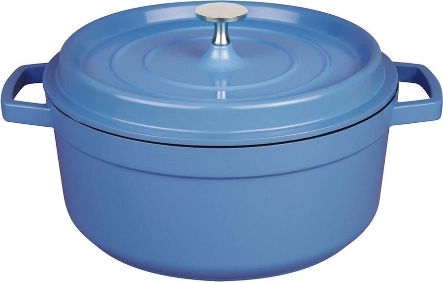Stoofpan Gegoten Aluminium Braadpan Koekenpan Langzaam Garen Gelijkmatige Warmteverdeling 4 Liter Blauw
