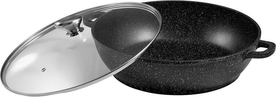 Stoofpan Gietijzer Braadpan Koekenpan Langzaam Garen Steenlook Afwerking 36 cm Grijs