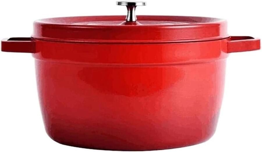 Stoofpan Gietijzer Soeppan Emaille Langzaam Koken Pompoen Design 24 cm Rood