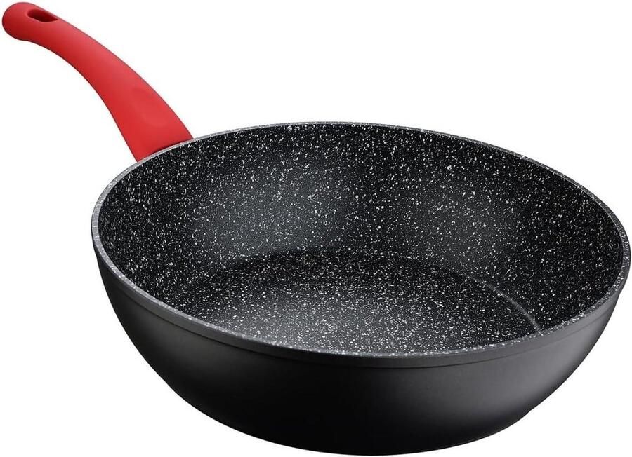 Stoofpan Hapjespan Braadpan Langzaam Garen Duurzame antiaanbaklaag 28 cm Zwart