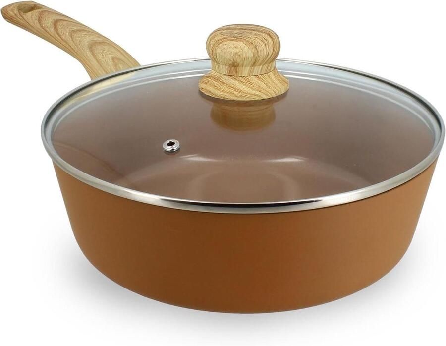 Stoofpan Hapjespan Gelijkmatig Koken Keramische antiaanbaklaag 24 cm Hazelnoot