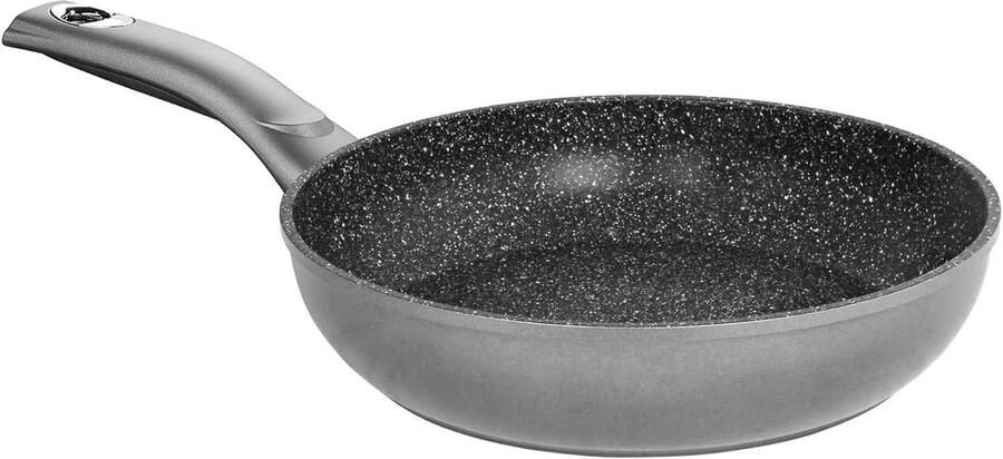 Stoofpan Hoge pan Vetarm koken Echte steen deeltjes 28 cm Zwart