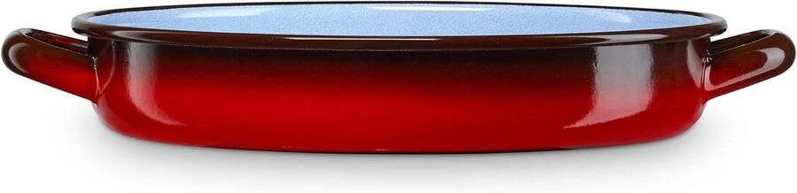 Stoofpan Laag Kasserol Sauspan Langzaam Koken Geëmailleerd Staal 22 cm 1.5L Vintage Rood