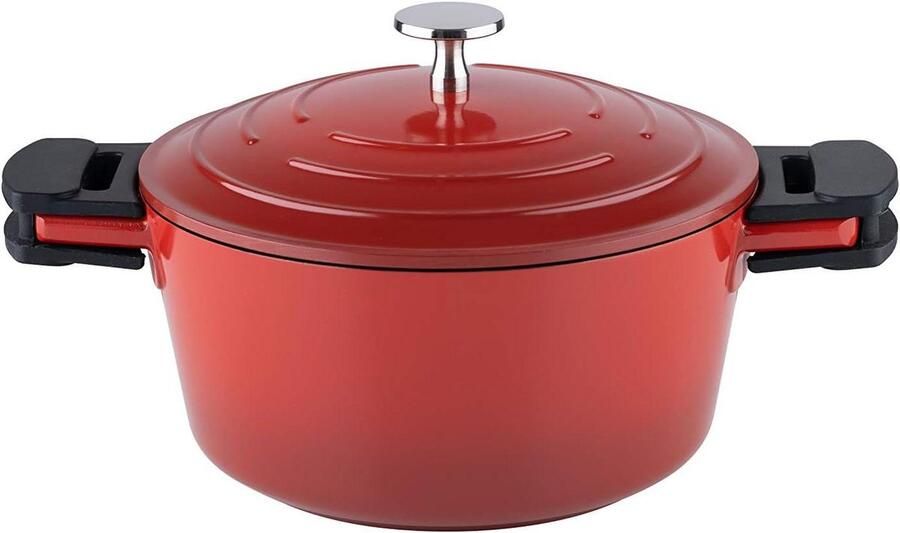 Stoofpan met deksel Braadpan inductie Gezond koken Keramische antiaanbaklaag 20 cm 27 liter Rood