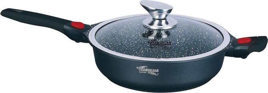 Stoofpan met deksel Braadpan Koekenpan Gelijkmatig Koken Afneembaar Handvat 28 cm Bruin