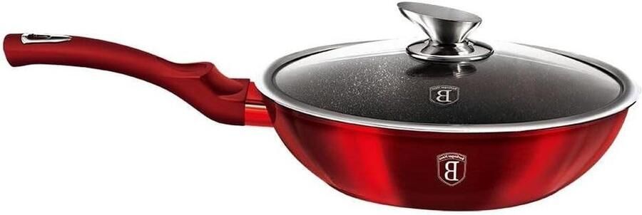 Stoofpan Met Deksel Braadpan Koekenpan Langzaam Garen Energiebesparend Inductie 24 cm Bourgogne Metallic