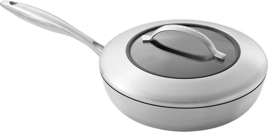 Stoofpan met Deksel Braadpan Kookpan Gezond Koken Vijflaagse Constructie 26 cm Zilver