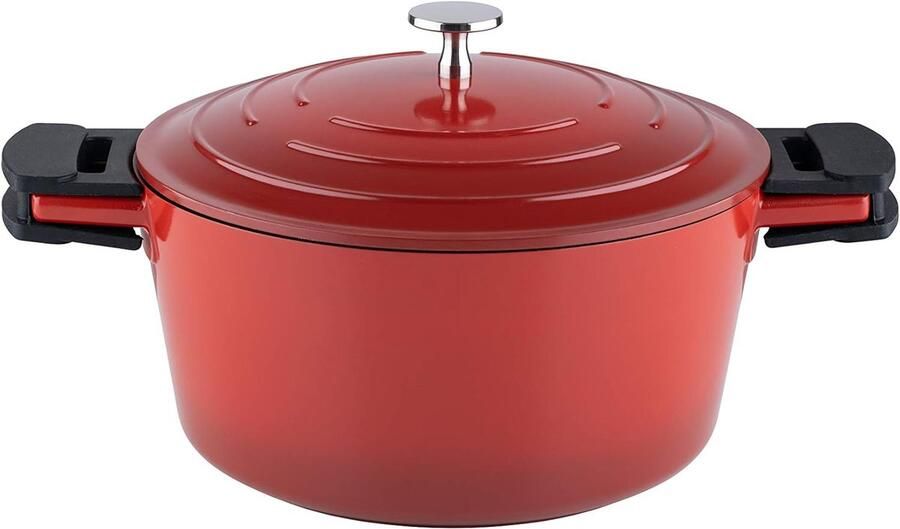 Stoofpan met Deksel Gietpan Keramisch Langzaam Garen Speciale Aluminiumlegering 47 Liter Inhoud Rood
