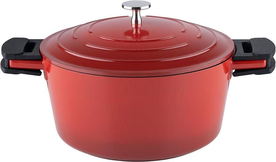 Stoofpan met deksel Gietpan Keramisch Langzaam Garen Speciale Aluminiumlegering 47 Liter Inhoud Rood