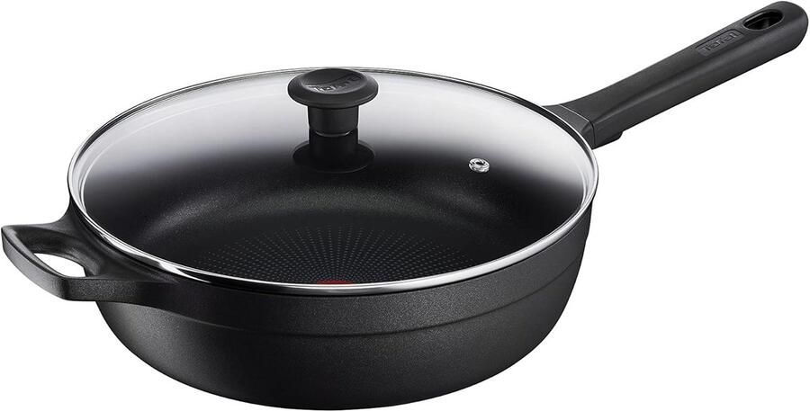 Stoofpan met Deksel Hapjespan Braadpan Gelijkmatig Garen Titanium Antiaanbaklaag 28 cm Zwart