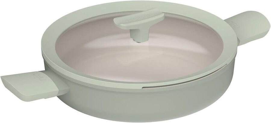 Stoofpan met deksel Hapjespan sauteerpan Gerechten bereiden Antiaanbaklaag 26 cm Saliegroen