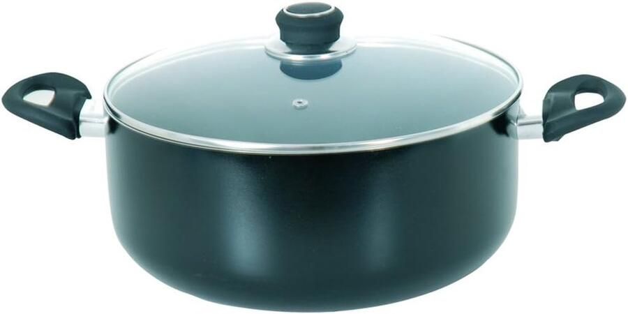 Stoofpan met deksel Kookpan braadpan Gezond koken Keramische coating 28 cm diameter Zwart grijs