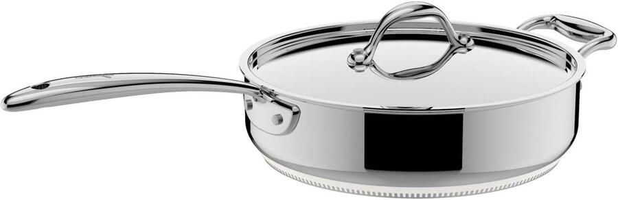 Stoofpan met Deksel Kookpan Braadpan Langzaam Garen 5-Laags Bodem 26 cm Zilver