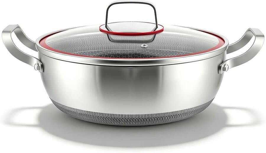 Stoofpan met deksel Kookpan Braadpan Langzaam Garen Krasbestendige coating 26 cm Zwart