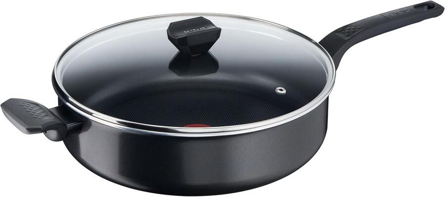 Stoofpan met Deksel Kookpan Hapjespan Gezond Koken Titanium Anti-aanbaklaag 28 cm Zwart