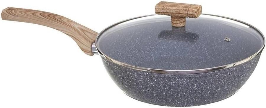 Stoofpan met deksel Kookpan hapjespan Lekker koken Hoge krasbestendigheid 24 cm Grijs