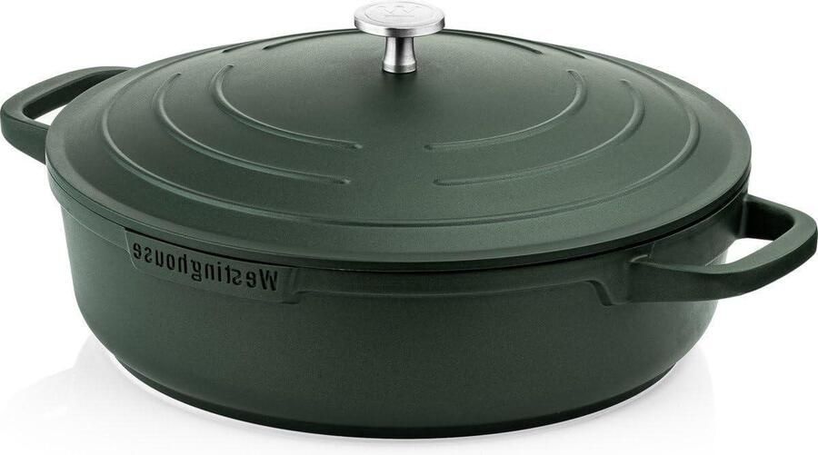 Stoofpan met Deksel Serve pan Inductie Koken en Serveren Gegoten Aluminium 32 cm Groen