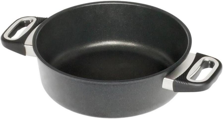 Stoofpan met Grepen Braadpan Langzaam Garen Extra Dikke Bodem Ø 24 cm Zwart