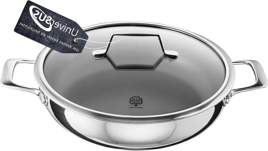 Stoofpan RVS Braisepanne Kookpan Krokant Braden Duurzaam Anti-aanbak 28 cm Zilverkleurig
