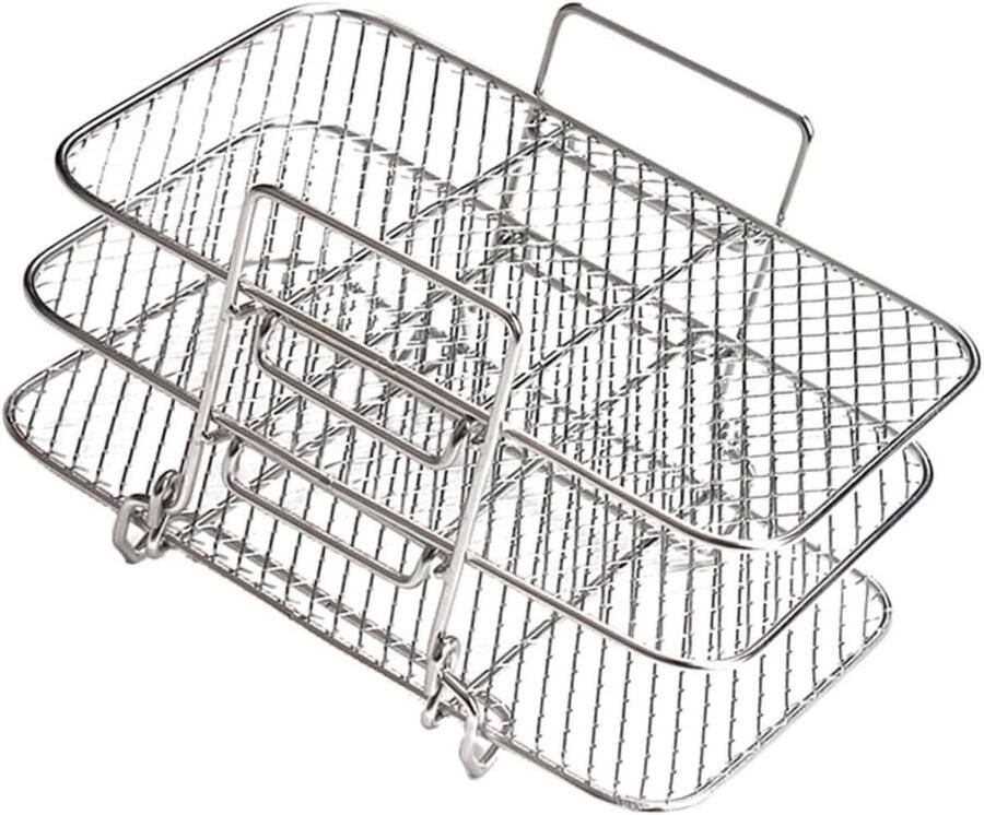 Stoom Grill Rek Drie Laags Koken en Bakken Roestvrij Staal 19 x 12.5 cm Zilver