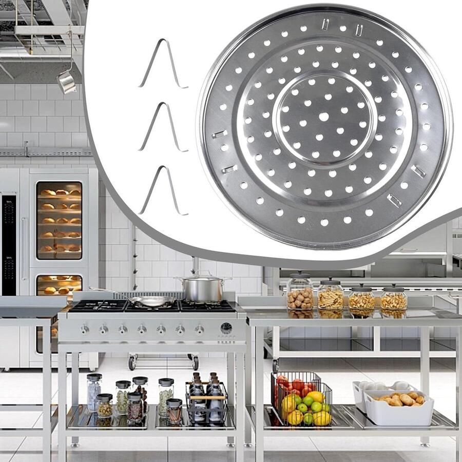 Stoom Koken Tray RVS Stoommand Gezond Koken Drie Verwijderbare Stands 26CM Diameter Zilver