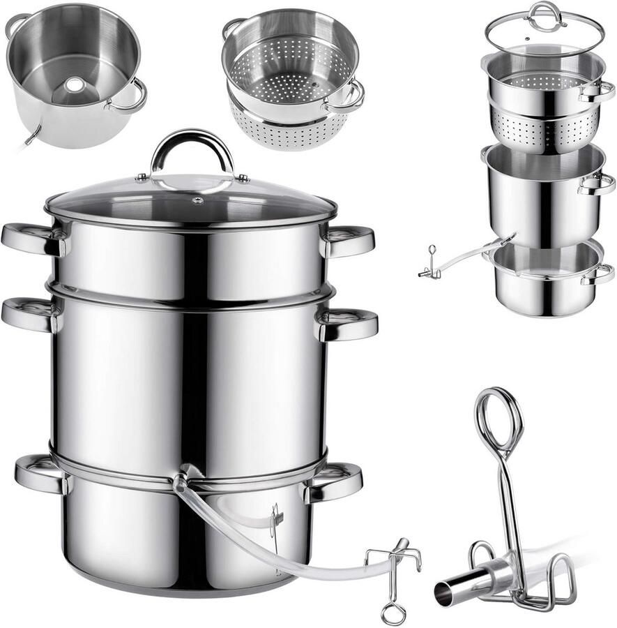 Stoomapparaat Sapcentrifuge RVS voor Fruit en Groenten Geschikt voor Inductie