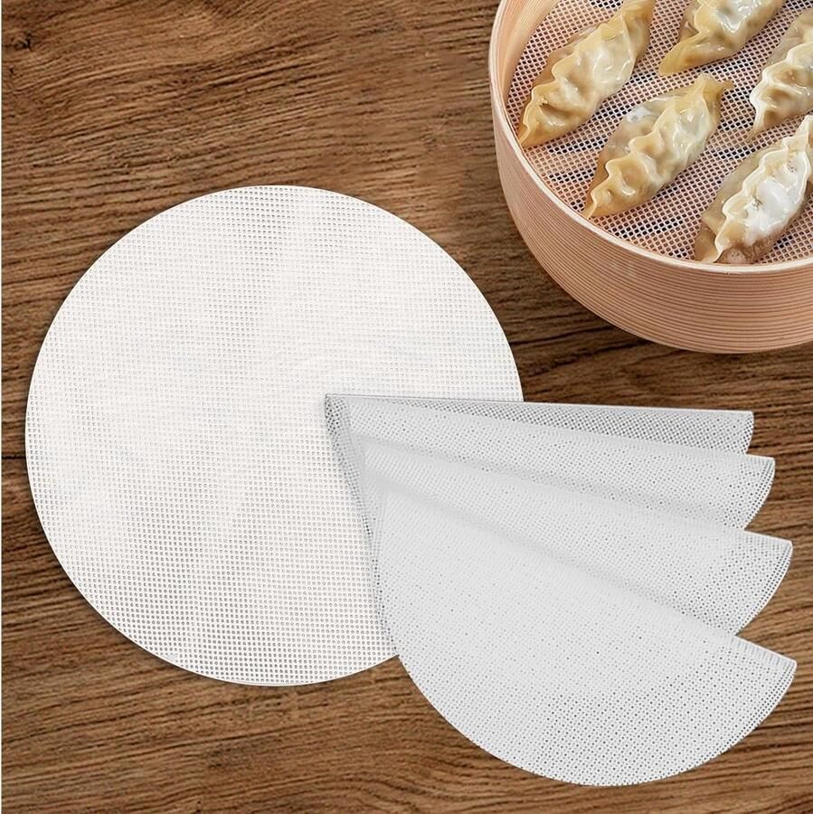 Stoombakmat Siliconen Steamer Mesh Gezond Koken Anti-aanbak Design 10 Stuks 22cm Wit