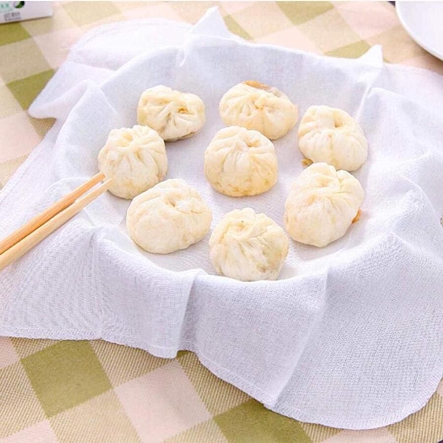 Stoomboot Doek Gestoomde Dumplings Koken en Bakken Ademend Katoen 6 Stuks 32cm Wit