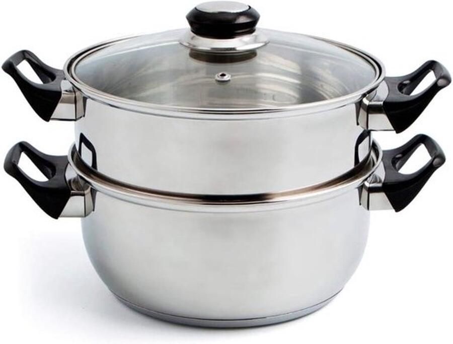 Stoomboot en steelpan Roestvrijstalen kookset Voor algemeen koken Thermisch schokbestendig 22 cm Staal
