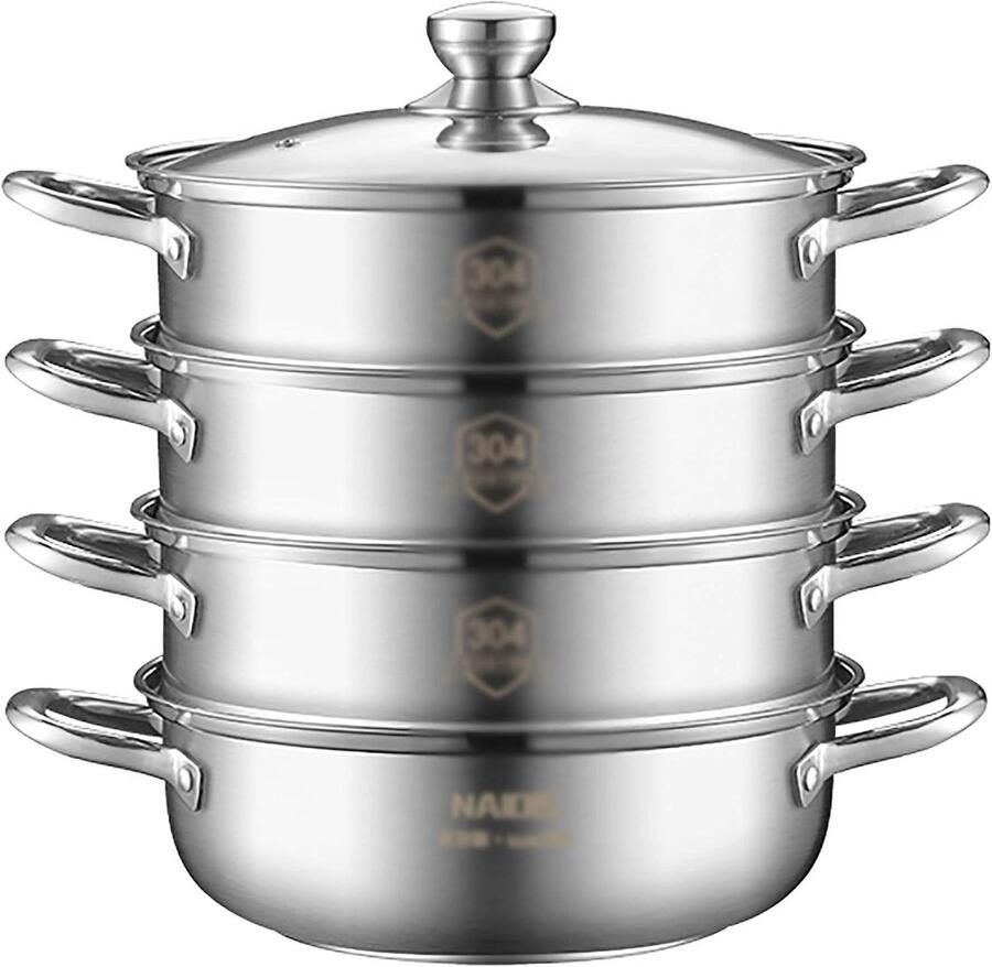Stoomboot pot Hete pot Koken en stomen Verdikt composiet staal 32cm Zilver