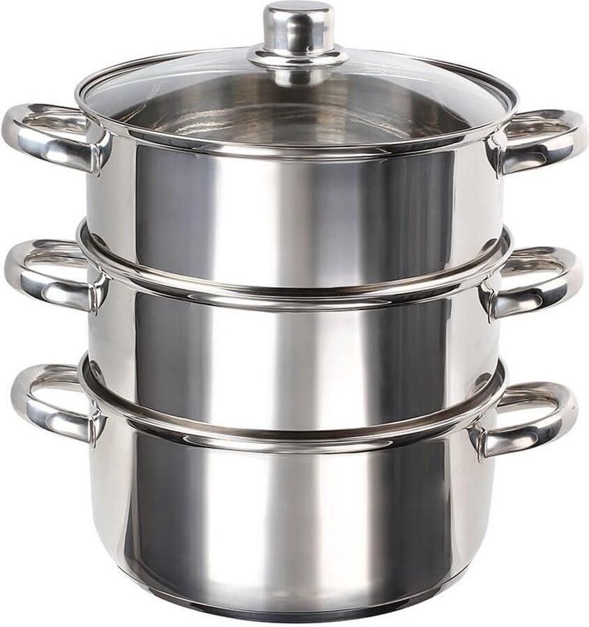 Stoomboot Stoompan Vispan Gezond Koken Roestvrij staal 24 cm Zilverkleurig