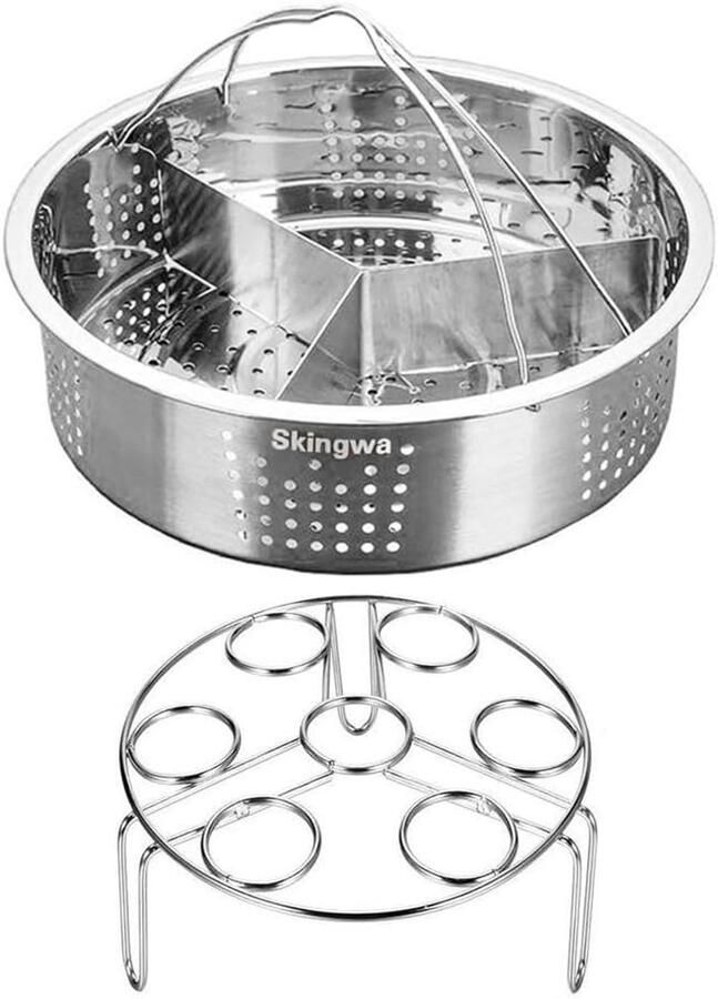 Stoombootmand Set Keuken Accessoires Gezond Koken 3-delig Inclusief Rek 20 x 20 x 6.8 cm