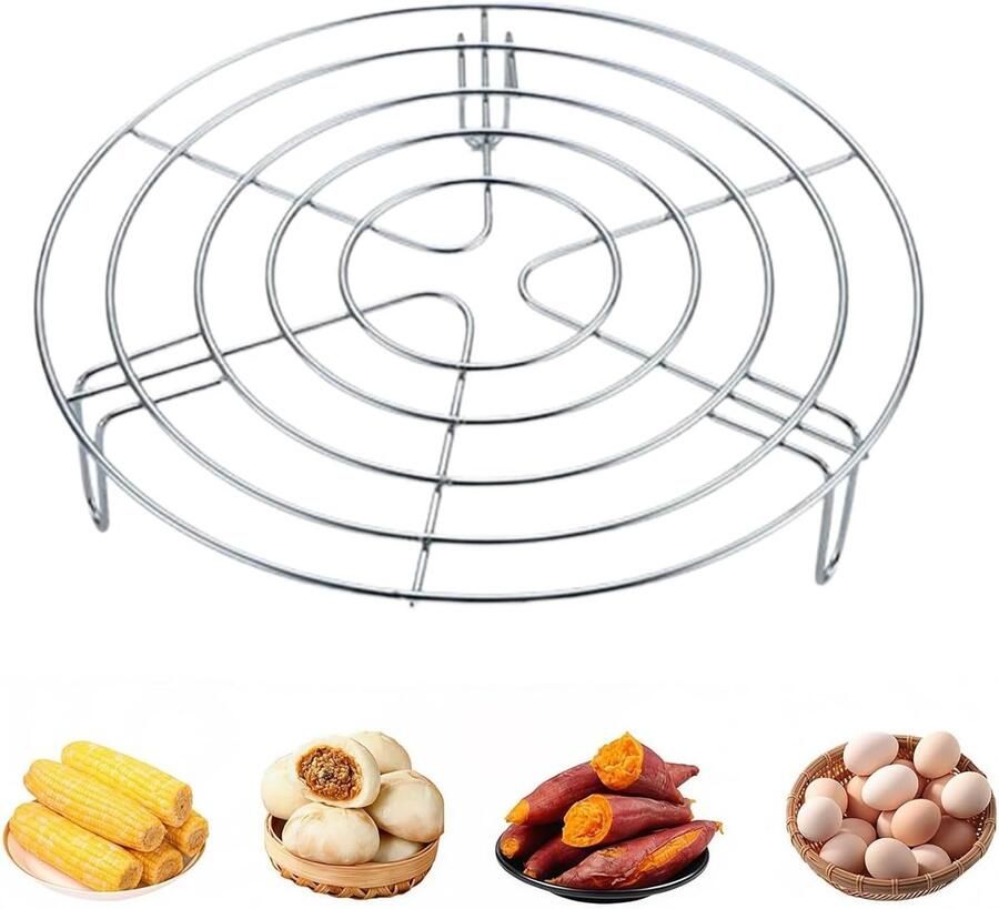 Stoomrek Keuken Keukenrooster Bakaccessoire Gelijkmatig Koken Versterkte Stalen Stangen 16 x 16 x 6 cm Zilver