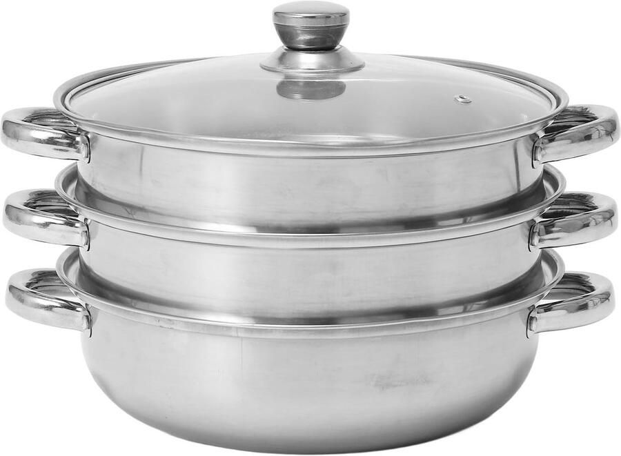 Stoomkoker RVS Grote pan Koken voor feesten Verdikt bodemontwerp 58 liter Zilverkleurig