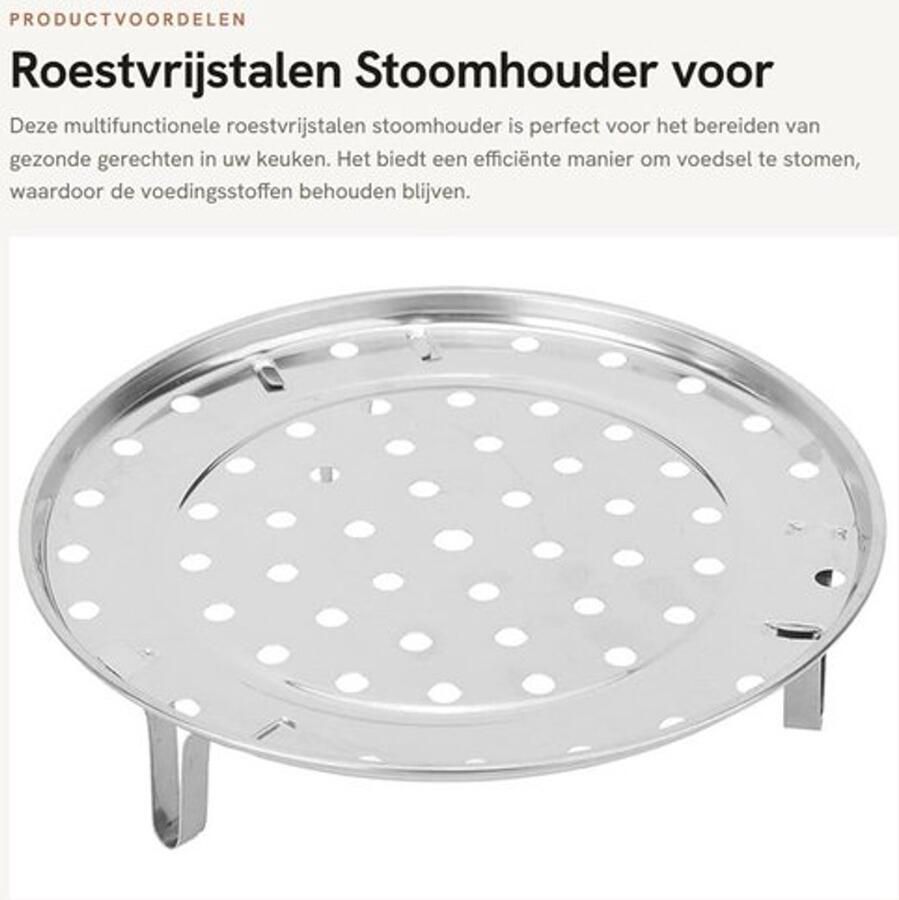 Stoomhouder Heavy-duty Multifunctioneel Kookgerei Roestvrij Staal Ronde Stoomrekstandaard Grootte S: 20x20x5 cm Verhoogd Ontwerp Kookstomer