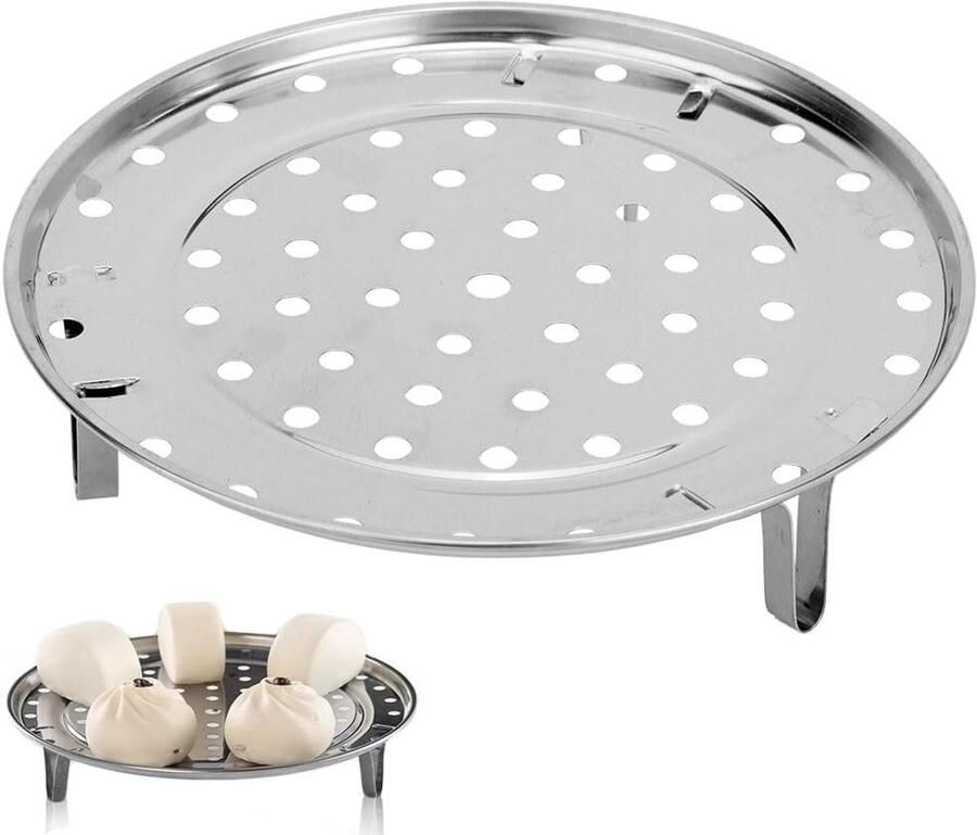 Stoomhouder Lade RVS Veg Steamer Mand Pot Inzet Kookbak met Rek Vleeskoker Accessoires voor Steelpan Pot Pannen Huis Keuken (roestvrij staal)