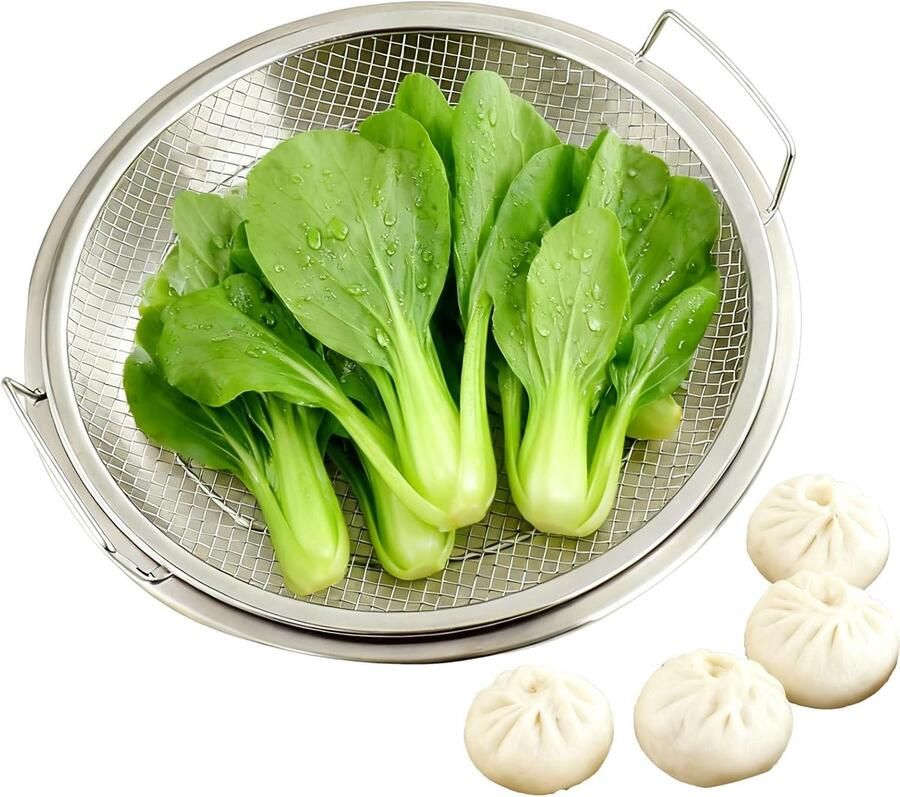 Roestvrijstalen Stoommand Keuken Stomer Gezond Koken Verstelbaar Ontwerp 20 of 26 cm Zilverkleurig
