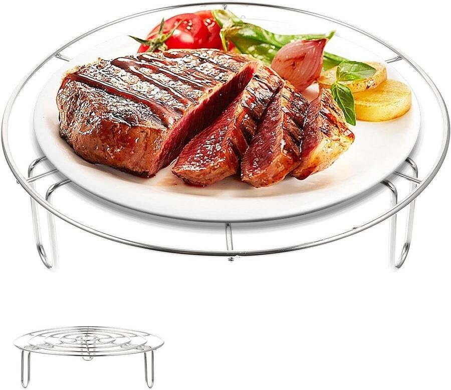 Stoominzet Pan Bakrooster Afkoelrooster Gezond Koken Roestvrij Staal 304 20 cm Diameter Zilver