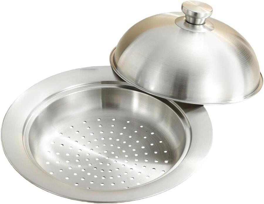 Stoominzet Pan Stoommand RVS Gezond Koken Geoptimaliseerde Stoomstroom 27.5 cm Diameter Zilver