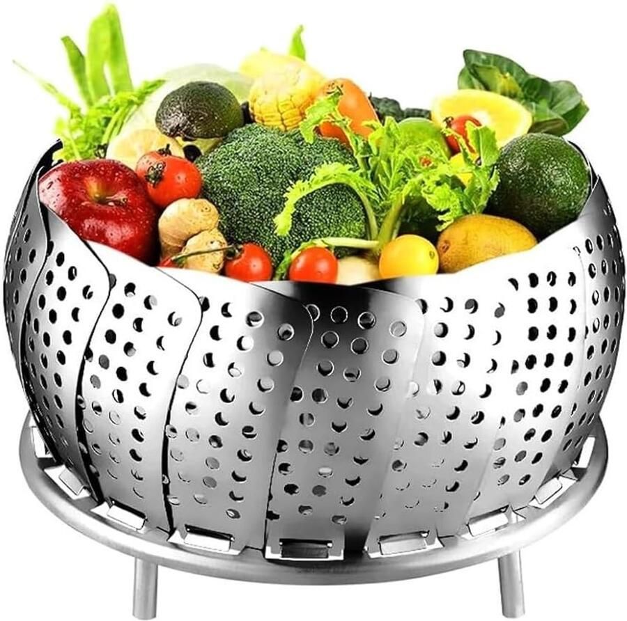 Stoominzet Pan Stoommandje Keuken Gezond Koken Verstelbaar RVS 15-25 cm Zilverkleurig