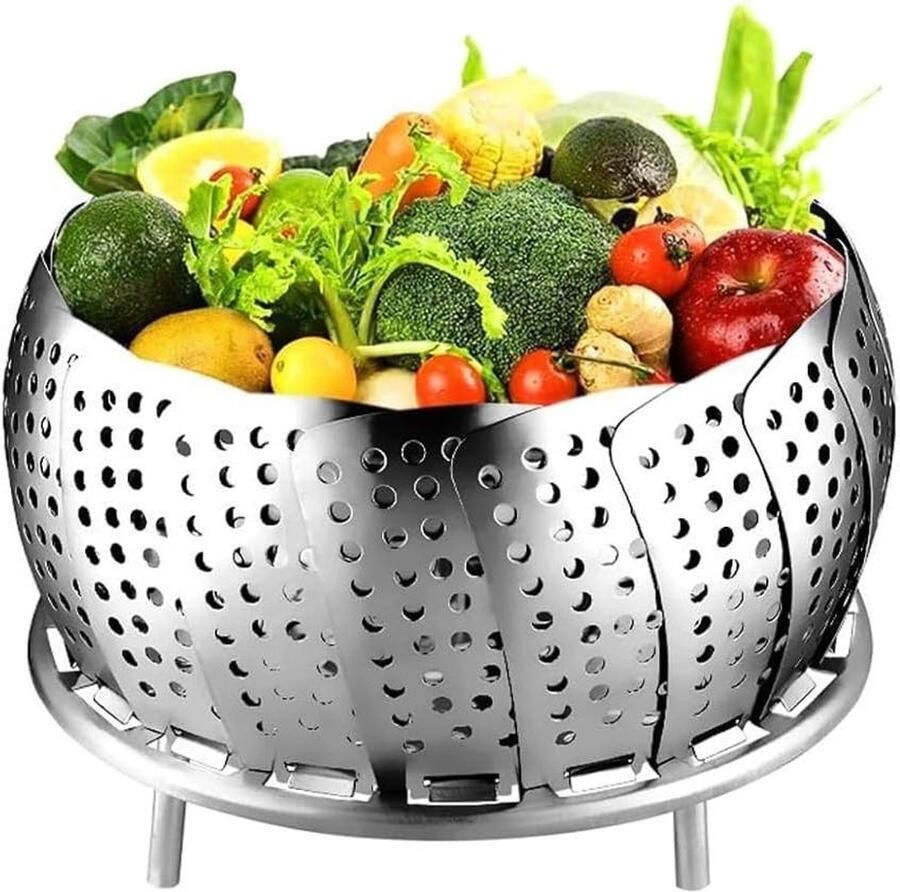 Stoominzet Pan Stoommandje Keuken Gezond Koken Verstelbaar RVS 15-25 cm Zilverkleurig