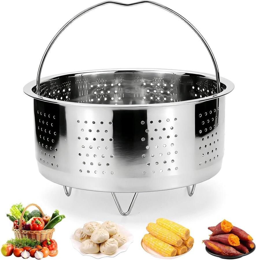 Stoominzet Pan Stoommandje RVS Groenten Stomen Voedselveilig RVS 17.5 cm Diameter Zilver