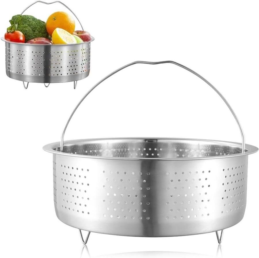 Stoominzet Pan Stoompan Roestvrij Staal Gezond Koken Hittebestendig Handvat 20 cm Zilverkleurig