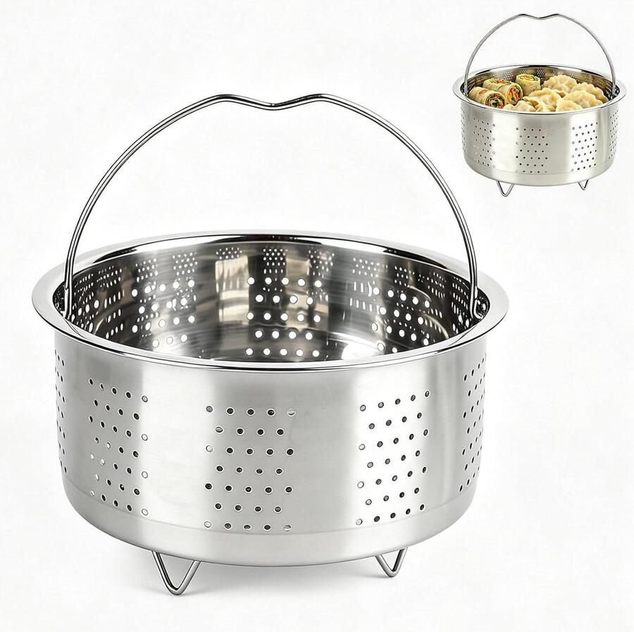 Stoominzet Pot Keuken Accessoire Gezond Koken Roestvrij Staal 175 cm Zilver